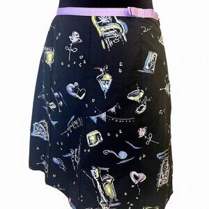 Rafaella Bow Party Date Celebration Love Skirt Size 10 Black Lavender A-Line